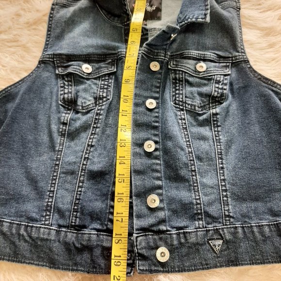 Guess Women's Blue Button Up Mid Wash Denim Vest Size L - Picture 7 of 7